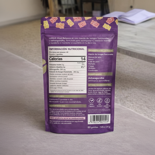 LUMUS Mind Balance - Gomitas funcionales de hongos de ashwagandha